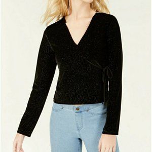 💜 Juniors' Tie-Side Glitter Top